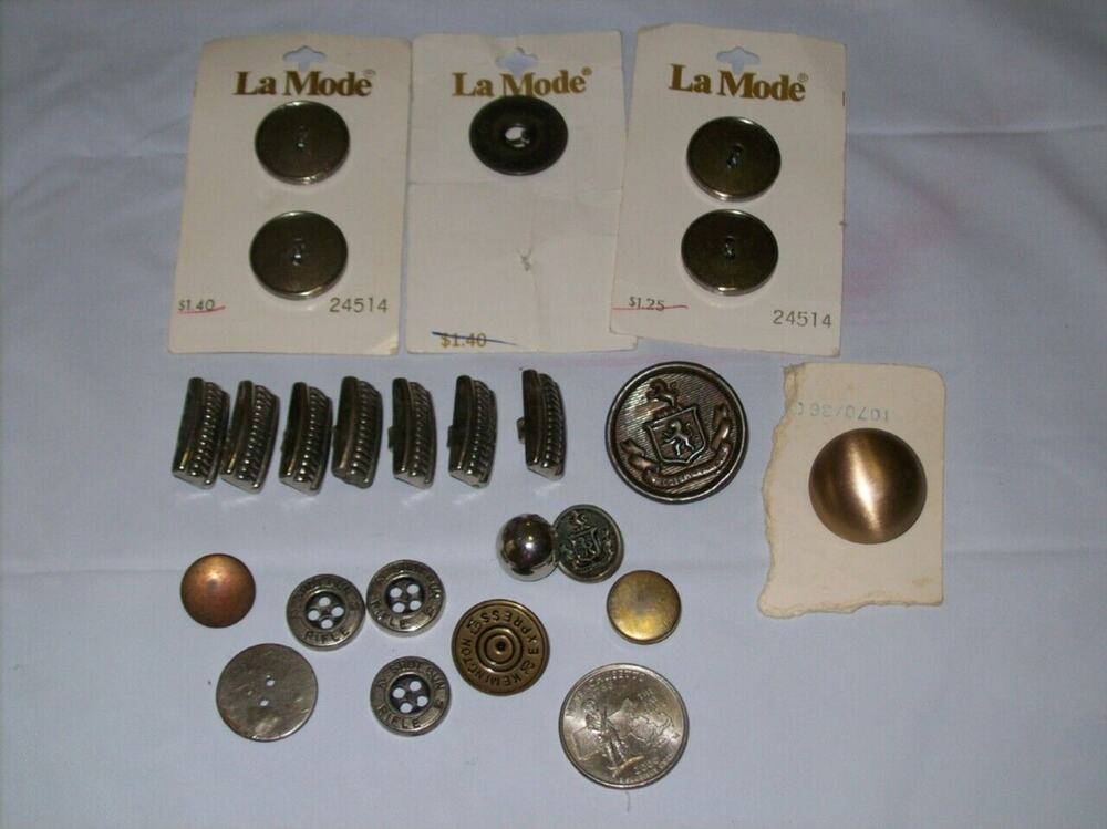 Lot Vintage Buttons Metal Look West Germany -091003